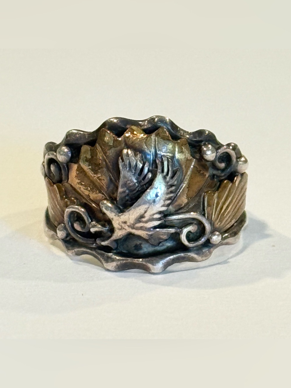 Vintage Shakey Navajo Native American Eagle Ring Men’s 11.5 Sterling Silver